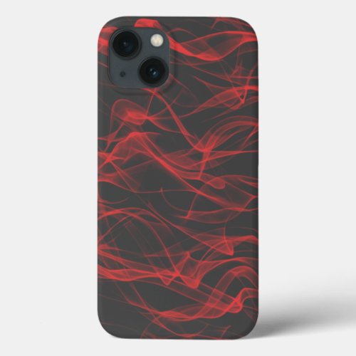 Modern Trendy Neon Red Curvy Line Abstract Pattern iPhone 13 Case