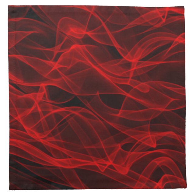 Modern Trendy Neon Red Curvy Line Abstract Pattern Cloth Napkin (Front)