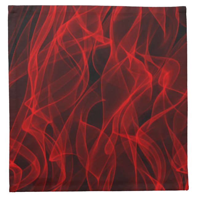 Modern Trendy Neon Red Curvy Line Abstract Pattern Cloth Napkin (Front)