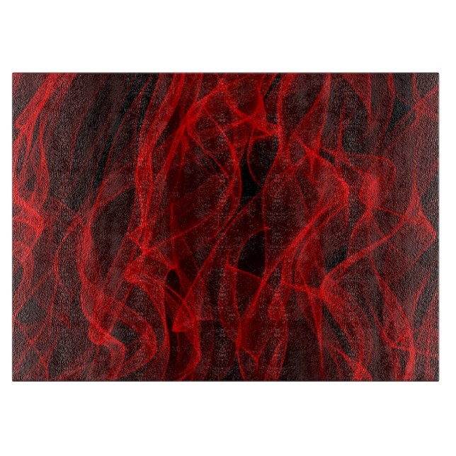 Modern Trendy Neon Red Curvy Line Abstract Pattern Cutting Board (Front)