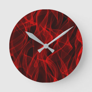 Modern Trendy Neon Red Curvy Line Abstract Pattern Round Clock