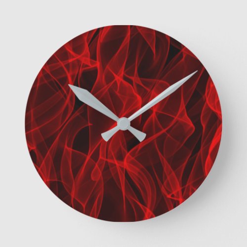 Modern Trendy Neon Red Curvy Line Abstract Pattern Round Clock