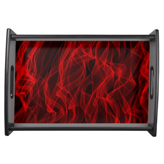 Modern Trendy Neon Red Curvy Line Abstract Pattern Serving Tray (Front)