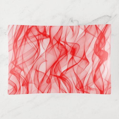 Modern Trendy Neon Red Curvy Line Abstract Pattern Trinket Tray