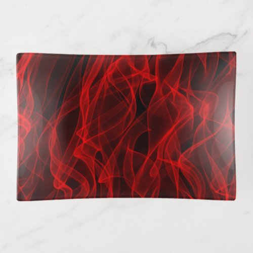 Modern Trendy Neon Red Curvy Line Abstract Pattern Trinket Tray