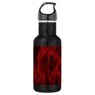 Modern Trendy Neon Red Curvy Line Abstract Pattern Water Bottle