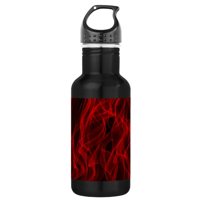 Modern Trendy Neon Red Curvy Line Abstract Pattern Water Bottle (Front)