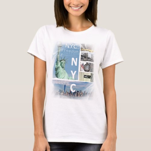 Modern Trendy New York City Manhattan Nyc Liberty T_Shirt
