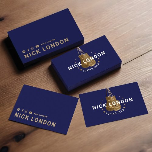 Modern  Trendy Online Gold Boxing Gloves Club Business Card