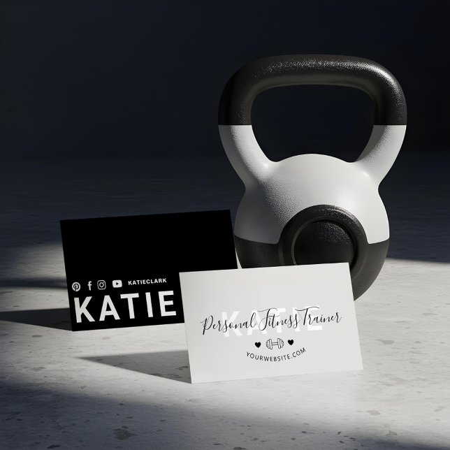 Modern Trendy Online Personal Trainer Fitness Grey Business Card (Modern Trendy Online Personal Trainer Fitness Grey Business Card)