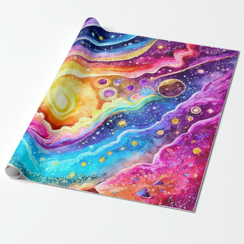 MODERN TRENDY OUTER SPACE DESIGN WRAPPING PAPER