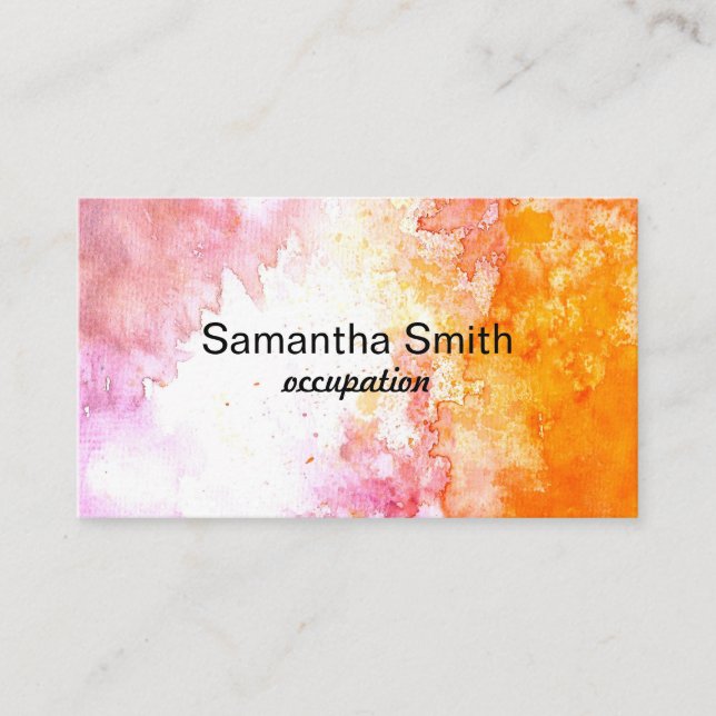 Modern Trendy Paint Splatter Splash Abstract Business Card (Front)
