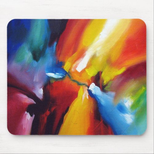Modern Trendy Painting Red Blue Yellow Green Mouse Pad