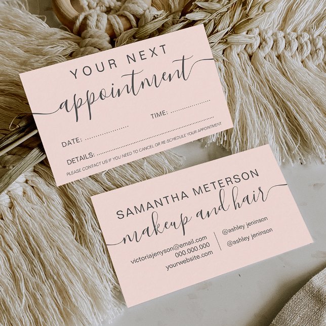 Modern trendy pastel blush pink professional appointment card (Creator Uploaded)