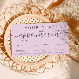 Modern trendy pastel lavender professional appointment card
