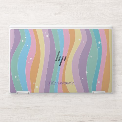 Modern Trendy Pastel RainbowStars_ Personalized HP Laptop Skin