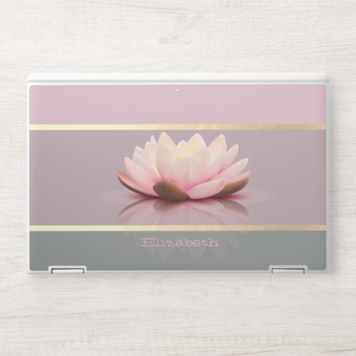 Modern Trendy Pastel Striped Lotus Flower HP Laptop Skin