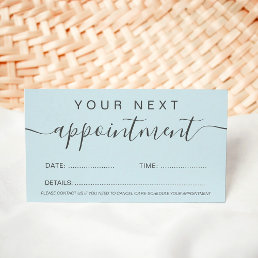 Modern trendy pastel teal blue professional  appointment card