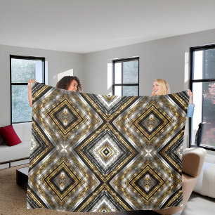 Modern, trendy pattern in silver, gold and black fleece blanket