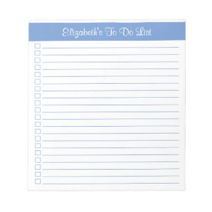 Modern Trendy Periwinkle Blue One Column Checklist Notepad
