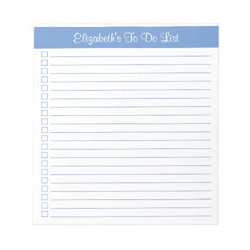 Modern Trendy Periwinkle Blue One Column Checklist Notepad