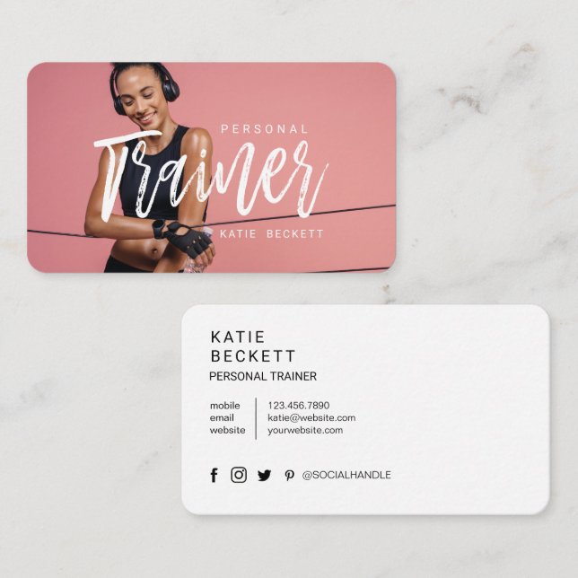Modern Trendy Personal Fitness Trainer Photo Business Card Zazzle