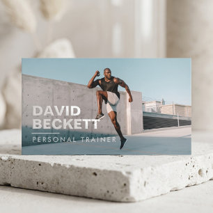 Modern Trendy Personal Trainer Fitness Coach Photo Raised Spot UV Business Card