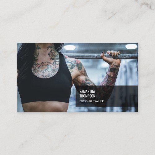 Modern Trendy Personal Trainer Fitness Photo  Business Card