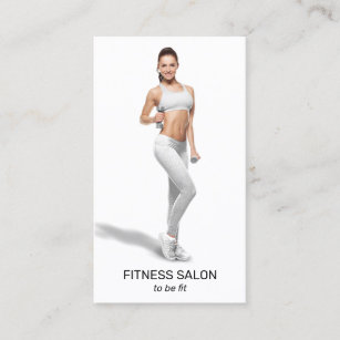 Modern Trendy Personal Trainer Fitness Photo Business Card