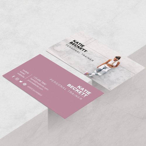 Modern  Trendy Personal Trainer Fitness Photo Business Card