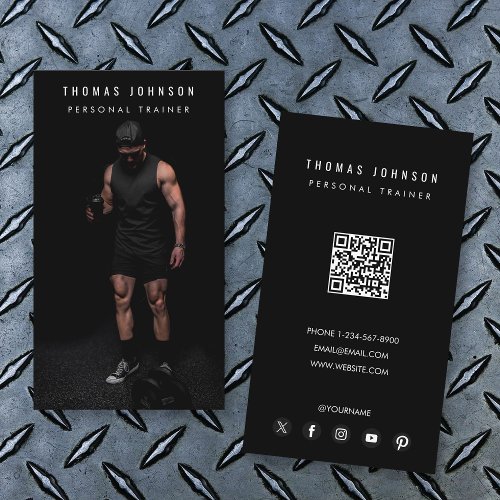 Modern Trendy Personal Trainer Fitness Photo  Business Card