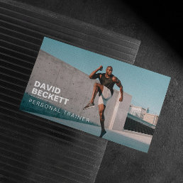 Modern &amp; Trendy Personal Trainer Fitness Photo Business Card