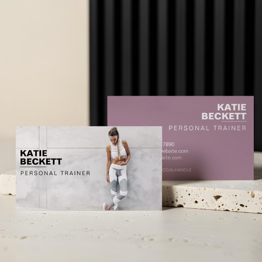 Customizable Modern &amp; Trendy Personal Trainer Fitness Photo Business Card