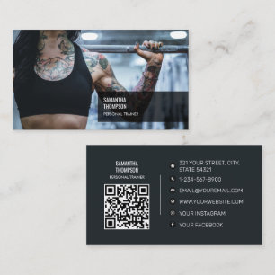 Modern Trendy Personal Trainer Fitness Photo Business Card