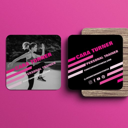 Customizable Modern &amp; Trendy Personal Trainer Fitness Photo Square Business Card