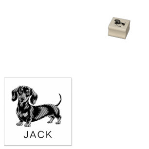 Modern Trendy Personalized Dachshund  Rubber Stamp