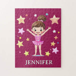 Modern Trendy Personalized Gymnastics Gymnast Jigsaw Puzzle