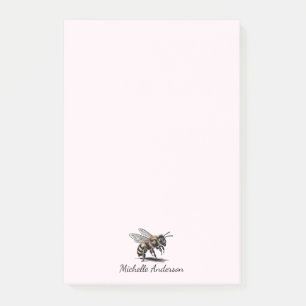 Modern Trendy Personalized Honey Bee Pink Post-it Notes