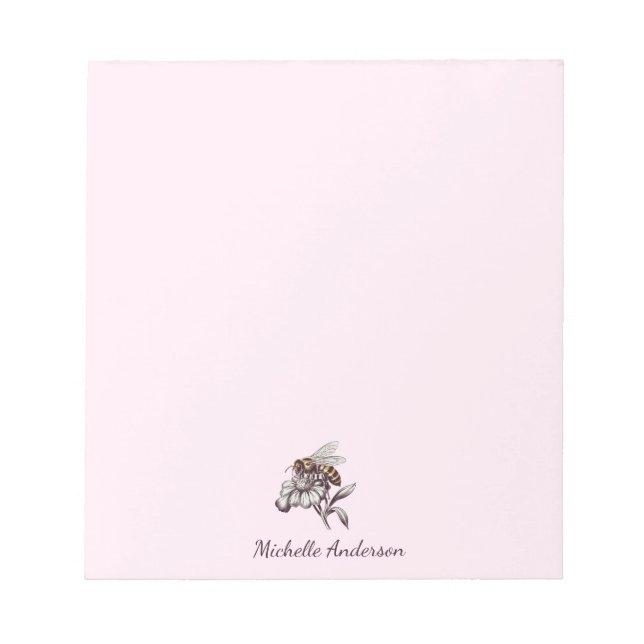 Modern Trendy Personalized Honey Bee Vintage       Notepad (Front)
