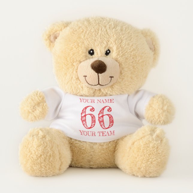Modern Trendy Personalized Name Number Team Sport  Teddy Bear (Front)