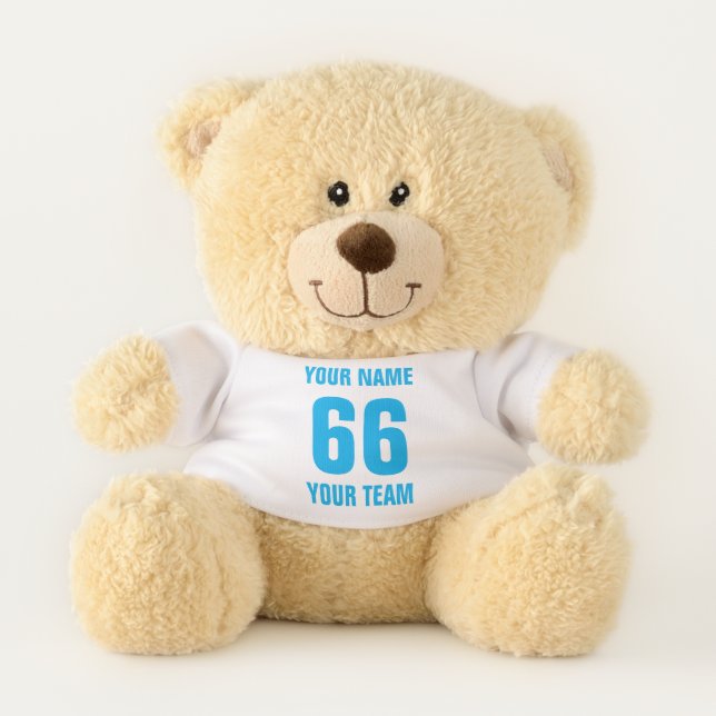 Modern Trendy Personalized Name Number Team Sport  Teddy Bear (Front)