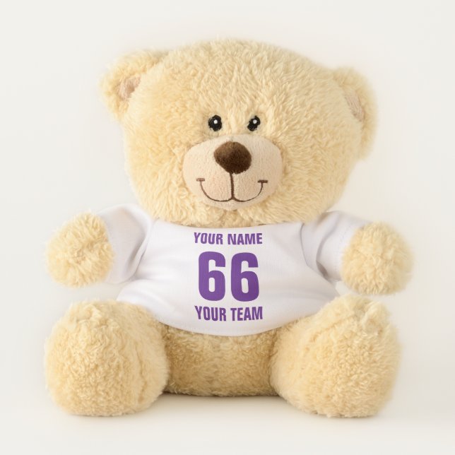 Modern Trendy Personalized Name Number Team Sport  Teddy Bear (Front)
