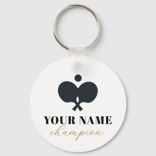 Modern Trendy Personalized Name Ping Pong Ball     Keychain