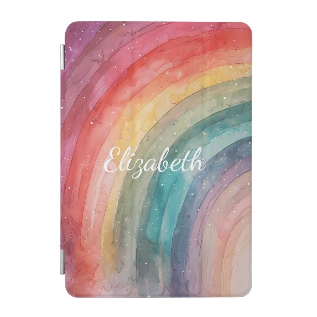 Modern Trendy Personalized Rainbow  iPad Mini Cover (Front)