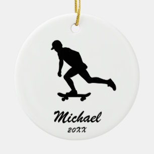 Modern Trendy Personalized skateboarder Ceramic Ornament