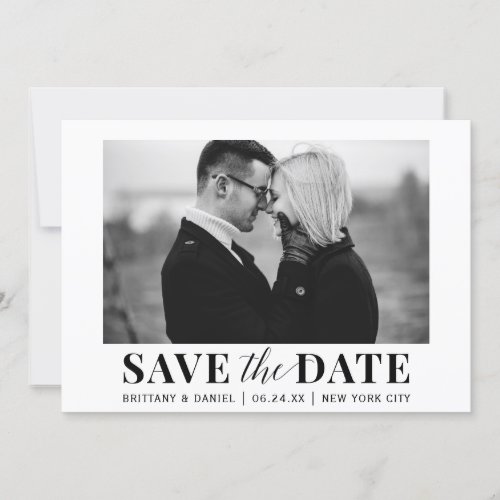 Modern Trendy Photo Black and White Save The Date