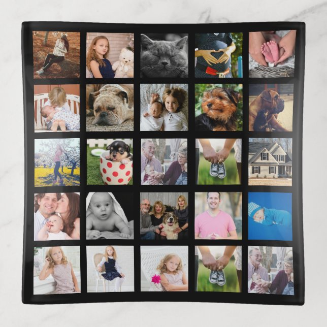 Modern Trendy Photo Collage Trinket Tray (Front)