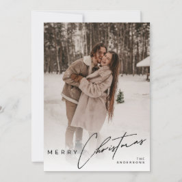 Modern Trendy Photo Elegant Script Christmas  Holiday Card