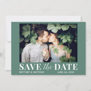 Modern Trendy Photo Eucalyptus Green Save The Date