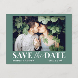 Modern Trendy Photo Eucalyptus Green Save The Date Postcard